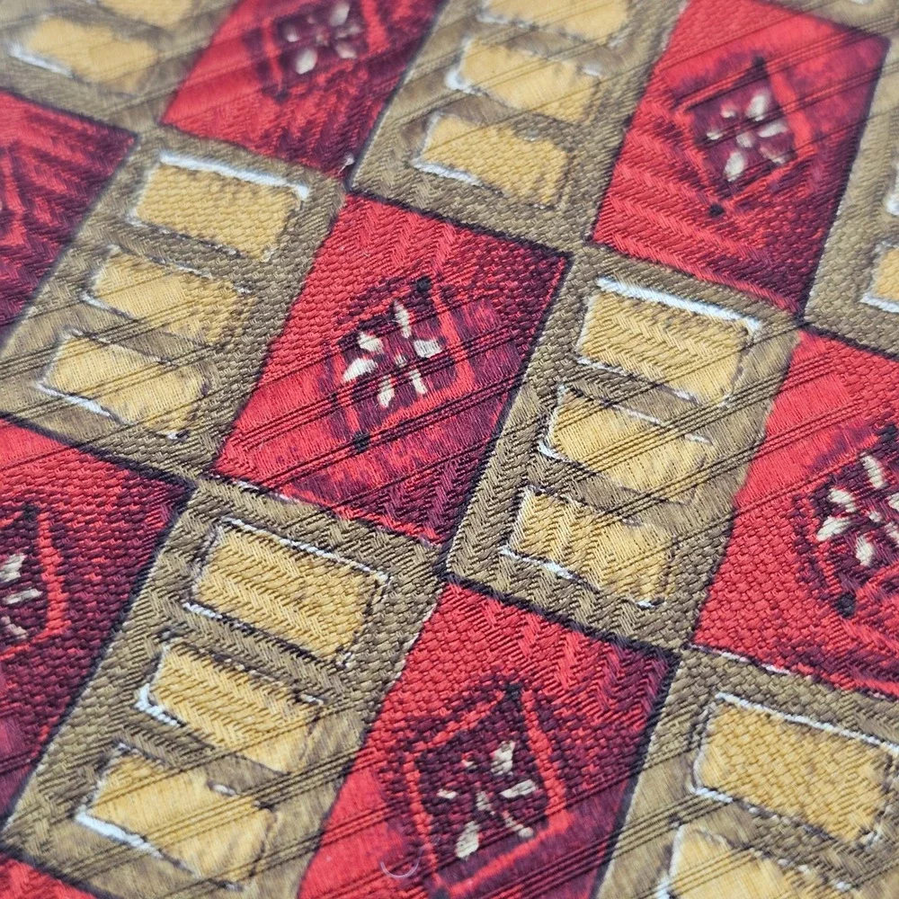 Robert Talbott Best of Class Silk Tie Red‎ Gold Geometric Luxury Business USA